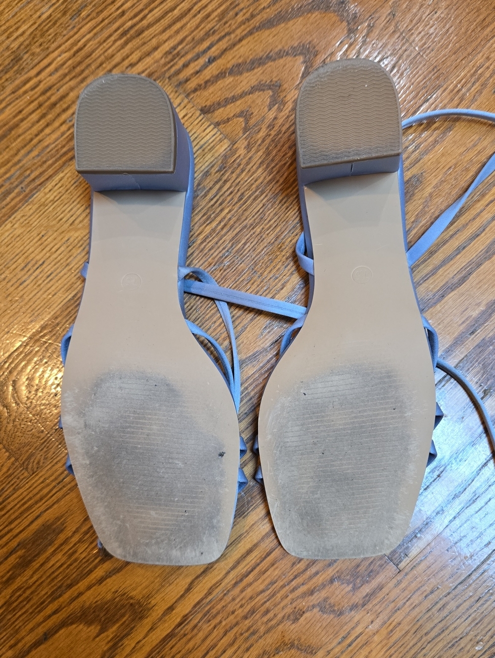 Azazie Matte Satin Block Heels, 7.5, Dusty Blue - Picture 3 of 3